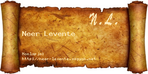 Neer Levente névjegykártya